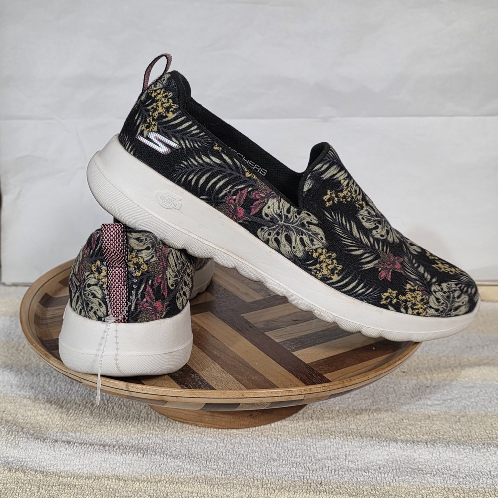 Skechers GoWalk Air Cooled Goga Mat Slip On Shoes Womens Size 8 Black Floral - Picture 8 of 15